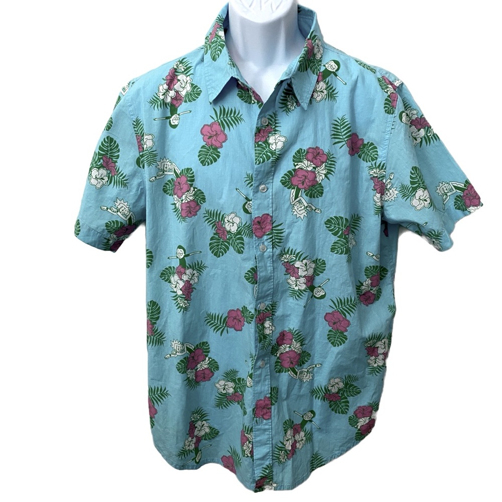 Rick and Morty, Size L Short Sleeve Adult Swim Button Up